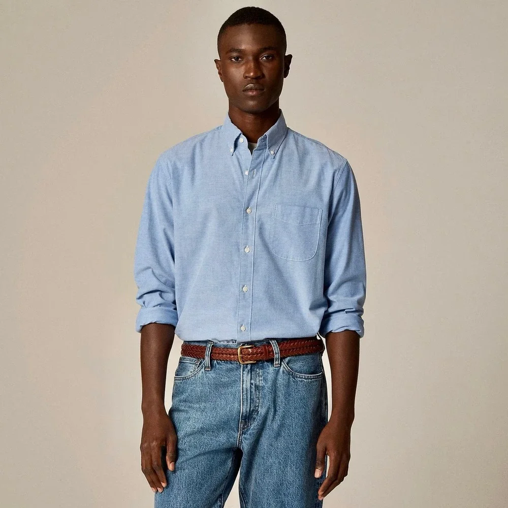 NWT!! J. CREW Broken-In Organic Cotton Oxford Shirt Buttondown Raincoat Blue XS‎